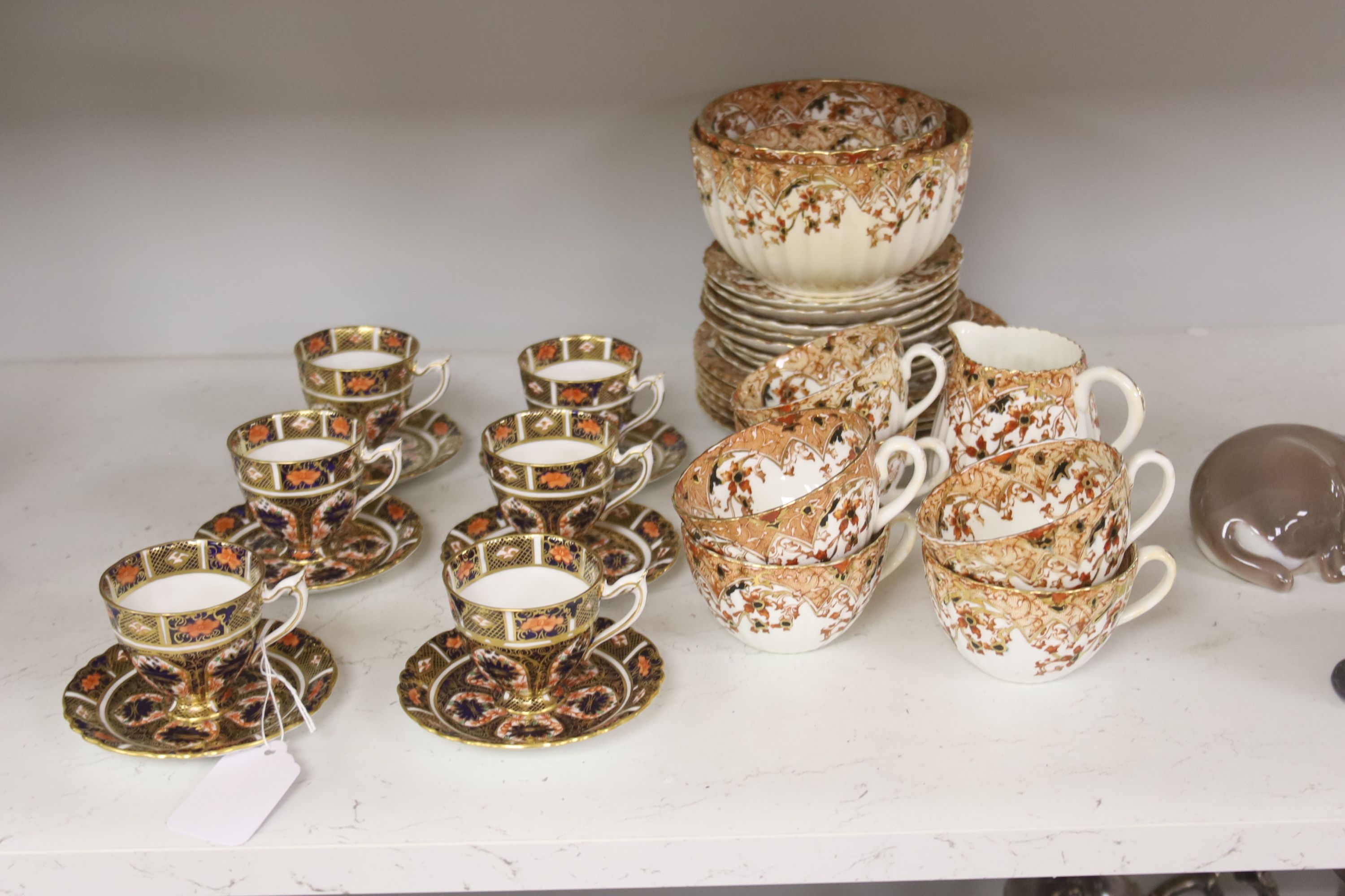 A set of six Royal Crown Derby Imari pattern coffee cups & saucers and a qty of other coffee and tea wares, including a child's French